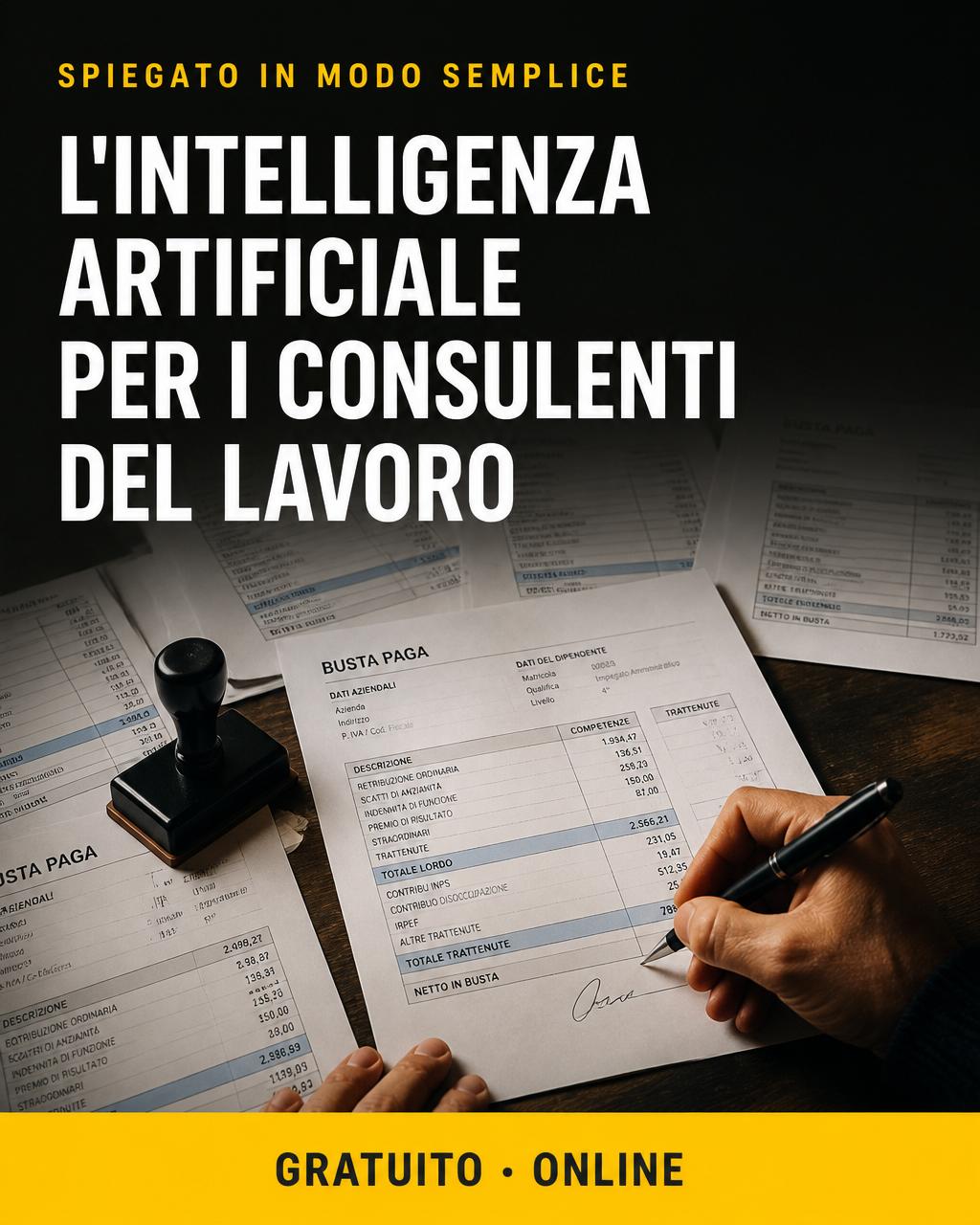 Locandina: IA per consulenti del lavoro — le basi